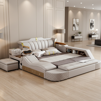Lits en tissu tatami multifonctionnels de style européen moderne populaires pour les hôtels de luxe, lit king size