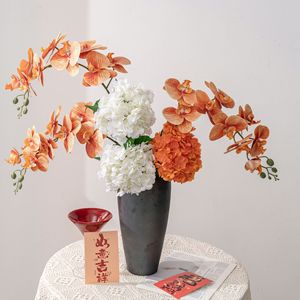 Orquídea Phalaenopsis Artificial, Flor de PVC y Goma Suave, Color Verde Marrón y Rojo Claro, Decoración para Bodas y Hogar, Reutilizable - Product Image 1