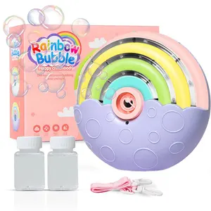 Draagbare Elektrische Automatische Bubble Machine Leuke Kids Zomer Outdoor Bubbling Speelgoed Regenboog Zeep Bubble Blower Met Muziek En Licht