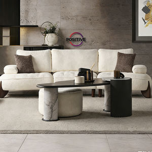 Canapé de luxe avec revêtement en coton-lin doux et pieds en bois massif, forme ergonomique pour un espace de vie moderne - Product Image 3