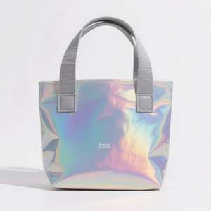 Sac fourre-tout personnalisé avec logo, réutilisable, écologique, recyclable, holographique, iridescent, métallique, laminé, non tissé, pailleté pour supermarché - Product Image 2