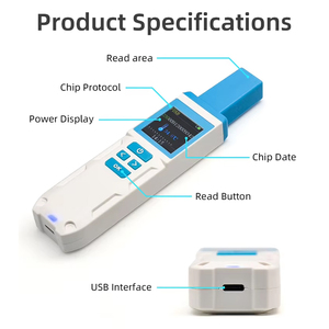 동물 칩 스캐너 134.2Khz HDX FDX-B FDX-A 고양이 개용 온도 측정 기능이 있는 애완동물 <span class=keywords><strong>RFID</strong></span> 리더기 - Product Image 3