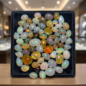 Ópalo Etíope Natural, Cabujones de Corte Mixto, Juego de Colores Brillantes y Efecto Fuego, Piedra Preciosa Suelta para Joyería W.A.GEMS - Product Image 4