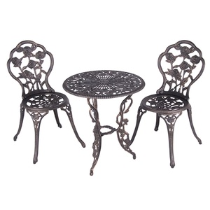 Juego de bistró de aluminio fundido de 3 piezas de bronce antiguo de gran calidad, muebles de patio elegantes para porche - Product Image 1