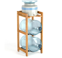 Support pour bidon d'eau de 5 gallons avec étagères supérieures, support pour distributeur d'eau en bois massif naturel 31"H, 3 niveaux, support pour bidon d'eau de 5 gallons
