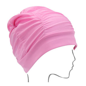 Bonnet de bain Xiaolu pour femmes aux cheveux longs, bleu uni, en polyester, avec protection pour les oreilles - Product Image 4