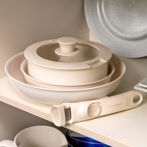 Modern <b>Ceramic</b> Non-Stick Cookware Set 4-Piece Detachable Handle With Glass Lids - Product Image 6