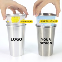Vente directe d'usine, tasses en aluminium personnalisables multi-styles, tasses en aluminium à effet dégradé de couleur, aspect haut de gamme