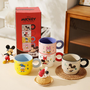Cartoon Mickey Minnie Stackable Ceramic <strong>Mug</strong> <strong>Set</strong> - Cute Couple/ Family Coffee Cups for Birthday Gift 4-piece <strong>Stacking</strong> Drinkware - Product Image 2