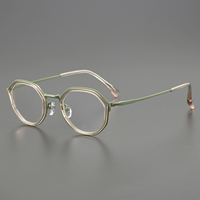 Montures de lunettes optiques rétro haut de gamme faites à la main, monture intégrale géométrique en acétate coloré rouge et vert, légères, imprimées, pour adultes