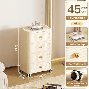 Armoire portable à 4 niveaux de grande capacité de 45 <span class=keywords><strong>cm</strong></span> de large, rangement de vêtements, tiroirs en plastique blanc durables avec roulettes pour la chambre à coucher - Product Image 4