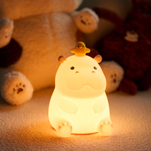 <span class=keywords><strong>Veilleuse</strong></span> Hippopotame Mignonne en Silicone Souple, Lampe LED Rechargeable pour Chambre de Bébé, Lampe de Chevet pour Crèche - Product Image 4