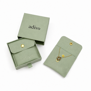 Velvet Recyclable PU Leather Jewelry <b>Boxes</b> Set Luxury Custom Logo Jewellery Packaging Button Closure Pouch Wedding Favors - Product Image 2
