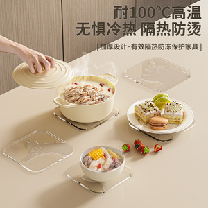 Transparent Heat Insulation Mat Square Cute Design Thickened Kitchen Placemat High Temperature Resistant Odorless PVC Wash Free - Product Image 2