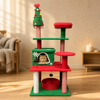 Arbre à chat de Noël personnalisé OEM ODM 160 cm, griffoir en peluche, tour à chat multi-niveaux, maisonnette pour 2 ou 3 chats