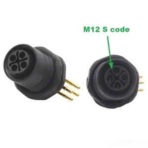 Kết nối không thấm nước Thông Tư công nghiệp điện Angled bảng điều chỉnh gắn vách ngăn nữ ổ cắm M12 kết nối <span class=keywords><strong>4</strong></span> pin S mã - Product Image 5