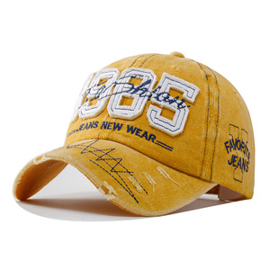 Cappellino da Baseball in Cotone Lavato Effetto Usurato con Ricamo 3D Numero 1985, Visiera Curva, Stile Dad Hat Unisex - Product Image 4