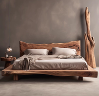 Lit plateforme de rangement en pin massif de style Mid-Century Modern, design multifonctionnel, écologique et durable pour chambre à coucher et mobilier de maison