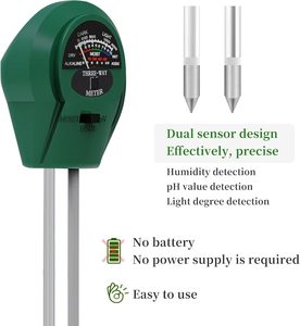 Groene 3-In-1 Bodemvocht & <span class=keywords><strong>Ph</strong></span>-<span class=keywords><strong>Meter</strong></span> Met Digitaal Display Geen Batterijen Vereist Maatregelen Zonlicht Uur 1 Jaar Garantie - Product Image 5