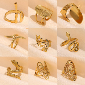 Explosions High Sense Edelstahlring mit Öffnung, <span class=keywords><strong>Retro</strong></span>-Geometrische Linien, Öldruck-Schmuck, Unisex, Leicht - Product Image 2