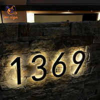 Plaque de numéro de maison LED personnalisée, extérieure, étanche, en acier inoxydable, plaques de porte en métal, numéro d'appartement, hôtel, plaque d'adresse éclairée