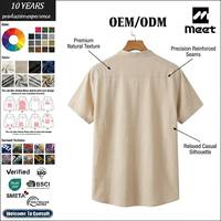 Kaos Henley Tekstur 180g Khusus Pria Kerah Mandarin Bahan Rajut Kerut Polos Solid Smart Casual Old Money Lengan Pendek