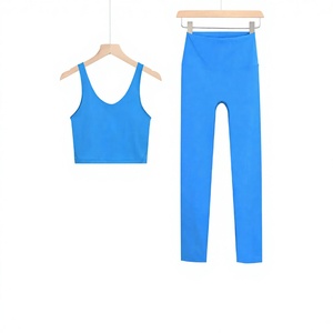 Ensemble <span class=keywords><strong>de</strong></span> sport LLLOGO neuf pièces avec pantalon, soutien-gorge et <span class=keywords><strong>sous</strong></span>-vêtements, tenue <span class=keywords><strong>de</strong></span> yoga pour femme effet seconde peau avec dos élégant - Product Image 4