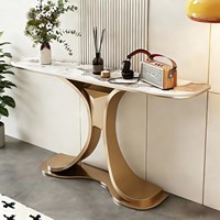 Table d'entrée en métal haut de gamme de luxe léger avec plateau en pierre microcristalline, design moderne et minimaliste, démontable, pour salon et appartement