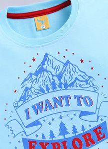 T-shirt en coton imprimé pour garçons, motif montagnes, décontracté, à manches courtes, pour l'été, doux, respirant et confortable - Product Image 4