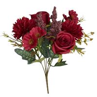 Bunga Sutra Buatan Grosir Model Fili Rose Daisy, Buket Genggam Warna Musim Gugur, Peony Hydrangea Bone
