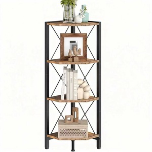 Passing On <b>The</b> <b>Kingdom</b> Corner Shelf 4 Tier Wood Metal Industrial Storage Rack For Home Office Plant Display - Product Image 2