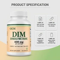 Capsules de DIM (Diindolylméthane) 400 mg, marque privée OEM, 120 unités, complément pour le métabolisme énergétique