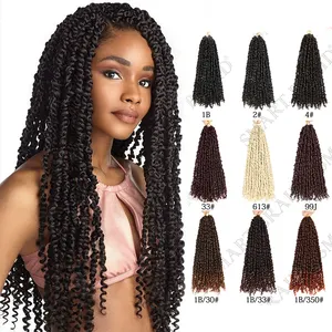 Passion Twist Crochet Hair 18 Inch, Pre Looped Passion Twist Braiding Synthetic Hair, Bohemian Braid For Crochet Pretwisted Hair