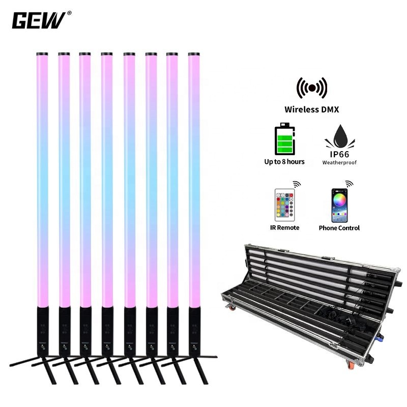 360 Battery Powered Wireless Remote Control DMX LED Pixel Tube Light for Disco DJ Night Club