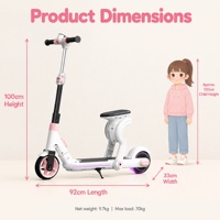 Trottinette électrique pour enfants Seat Ride avec siège, 21,6 V, 130 W, 5,2 Ah, batterie au lithium, 6,5 pouces, capteur intelligent, étanche, longue portée, pliable, 70 kg