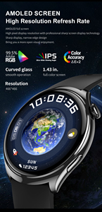 Montre connectée Yuniq <span class=keywords><strong>T500</strong></span> 1,43" AMOLED pour personnes âgées, étanche IP68, suivi de la fréquence cardiaque, de l'oxygène sanguin, appels Bluetooth, suivi vocal du sommeil - Product Image 4