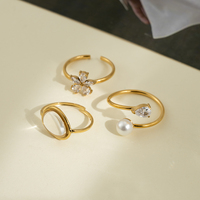 Nouvelle Tendance : Bagues Ouvertes Ajustables en Acier Inoxydable 316L Anti-ternissement avec Zircon et Perle Fleurie pour Femme – Idéales pour Fêtes et Usage Quotidien