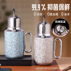 Pure Titanium <b>Thermos</b> Flask With Temperature Display 500Ml Travel Outdoor Use Stainless Steel Tumbler With <b>Tea</b> Strainer Lid - Product Image 4
