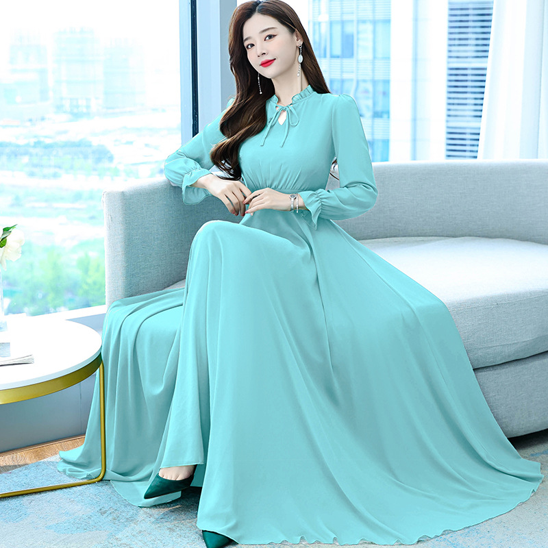 fitted lace wedding dress Black dress maxi linen woman's long sleeve dress casual dress custom m –  Xiaolizi main image 1