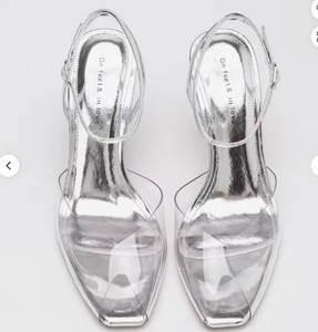 Sandali Eleganti con Tacco Alto Silenzioso, Cinturino alla Caviglia Metallizzato, Punta Aperta, Tacco Sottile, in Pelle Verniciata per l'Estate, da Donna - Product Image 4