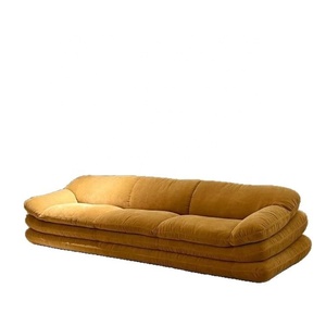 Divano in Velluto a Coste con Cuscini Oversize, Trapuntatura <span class=keywords><strong>Orizzontale</strong></span> a Canali, Profilo Basso, Stile Moderno Minimalista Wabi-Sabi per <span class=keywords><strong>Soggiorno</strong></span> - Product Image 6