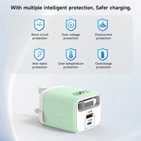 Cargador de Viaje GaN de 65W, Adaptador de Pared con Enchufe Retráctil para EE. UU., Reino Unido y UE, Carga Rápida PD3.1 3.0 para Macbook y Teléfono Móvil