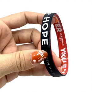 Bracelet promotionnel JInwei personnalisé bicolore en silicone double face, étanche, 2 couches, noir, pour événements religieux, avec logo sérigraphié - Product Image 1