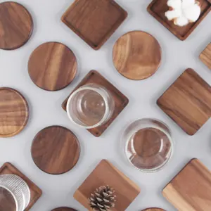 Posavasos de madera de color madera artículos redondos minimalistas naturales