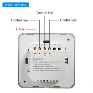 适用于智能生活家居 Zigbee 无中性线 3 位壁灯触摸式电动开关 10A 英国/欧盟标准 - Product Image 6