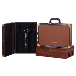 Boîte Cadeau en <span class=keywords><strong>Bois</strong></span> Faite à la Main pour Vin Rouge, Estampage Or, Élégante, pour Bouteilles Simples ou Doubles, avec Poignée, Logo Personnalisé, Vente en Gros - Product Image 2
