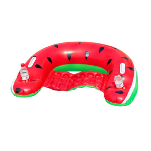 Watermelon <b>Inflatable</b> <b>Floating</b> Lounger 145x100cm U-Shaped <b>Pool</b> Sofa Recliner Chair With Drink Holders For Swimming <b>Pool</b> - Product Image 4