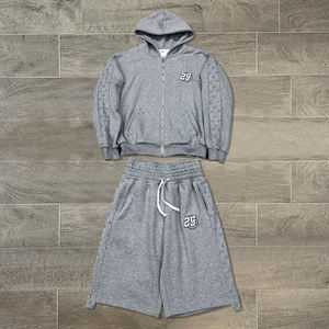 ชุดวอร์มมีฮู้ดผ้าฝ้ายเอวสองชั้นชุดวอร์มกางเกงจ๊อกกิ้งแบบมีซิปติดพลอยเทียมแบบกำหนดเอง - Product Image 1