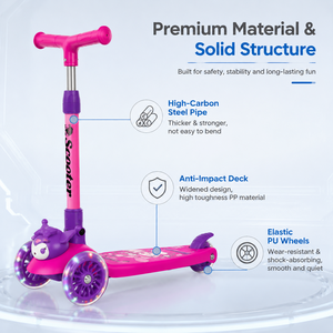Patinete Plegable para Niños con Ruedas de PU con Luces, Altura Ajustable en 4 Niveles, Patinete de 3 Ruedas para Niños y Niñas de 3 a 12 Años - Product Image 5