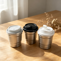 Gobelet en aluminium recyclable avec logo personnalisé, finition mate, 12 oz, 16 oz, couvercle en plastique avec joint en aluminium, pour boissons froides et chaudes, café, thé, soda, bière